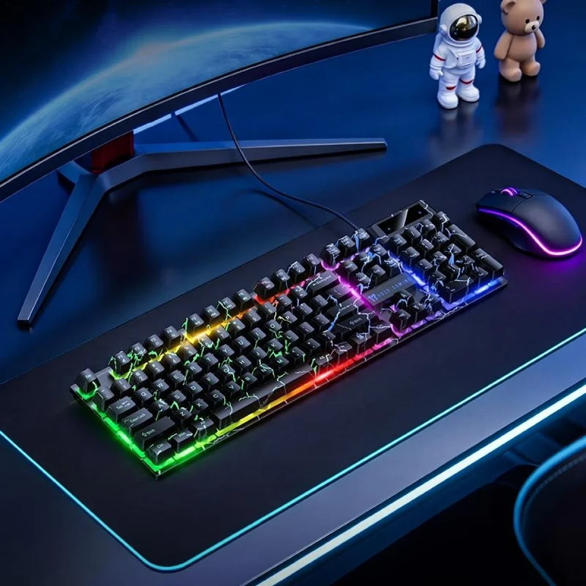 HOCO GM701 Wired RGB Gaming Keyboard, English Layout, Black - Thumbnail 3