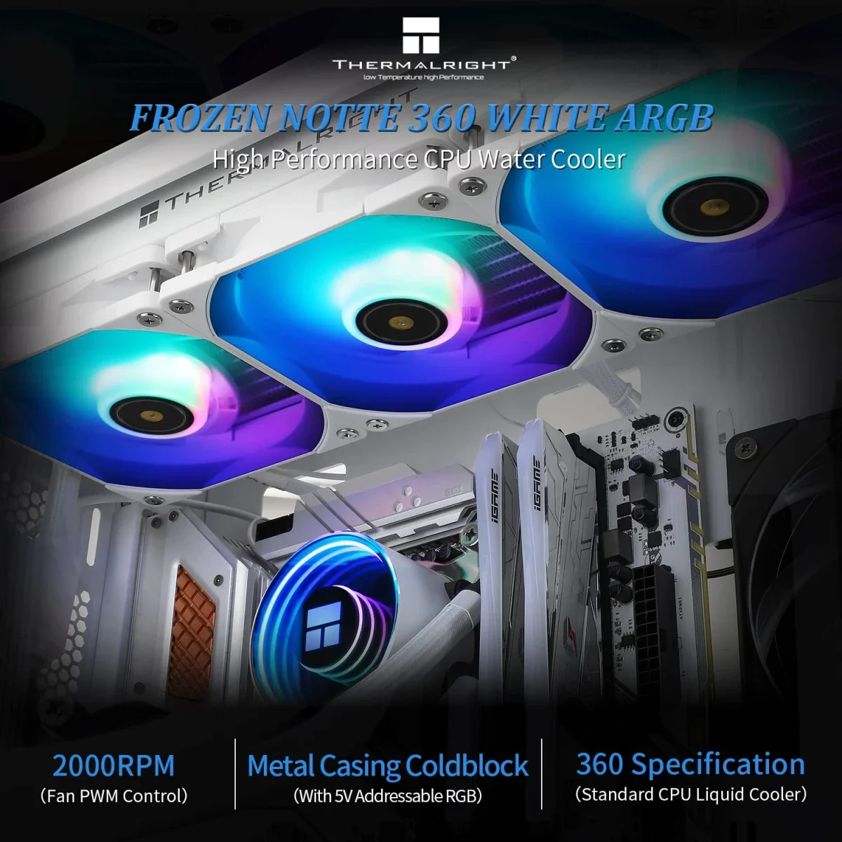 مبرد سائل للمعالج Thermalright Frozen Notte 360 ARGB أبيض - Image 4
