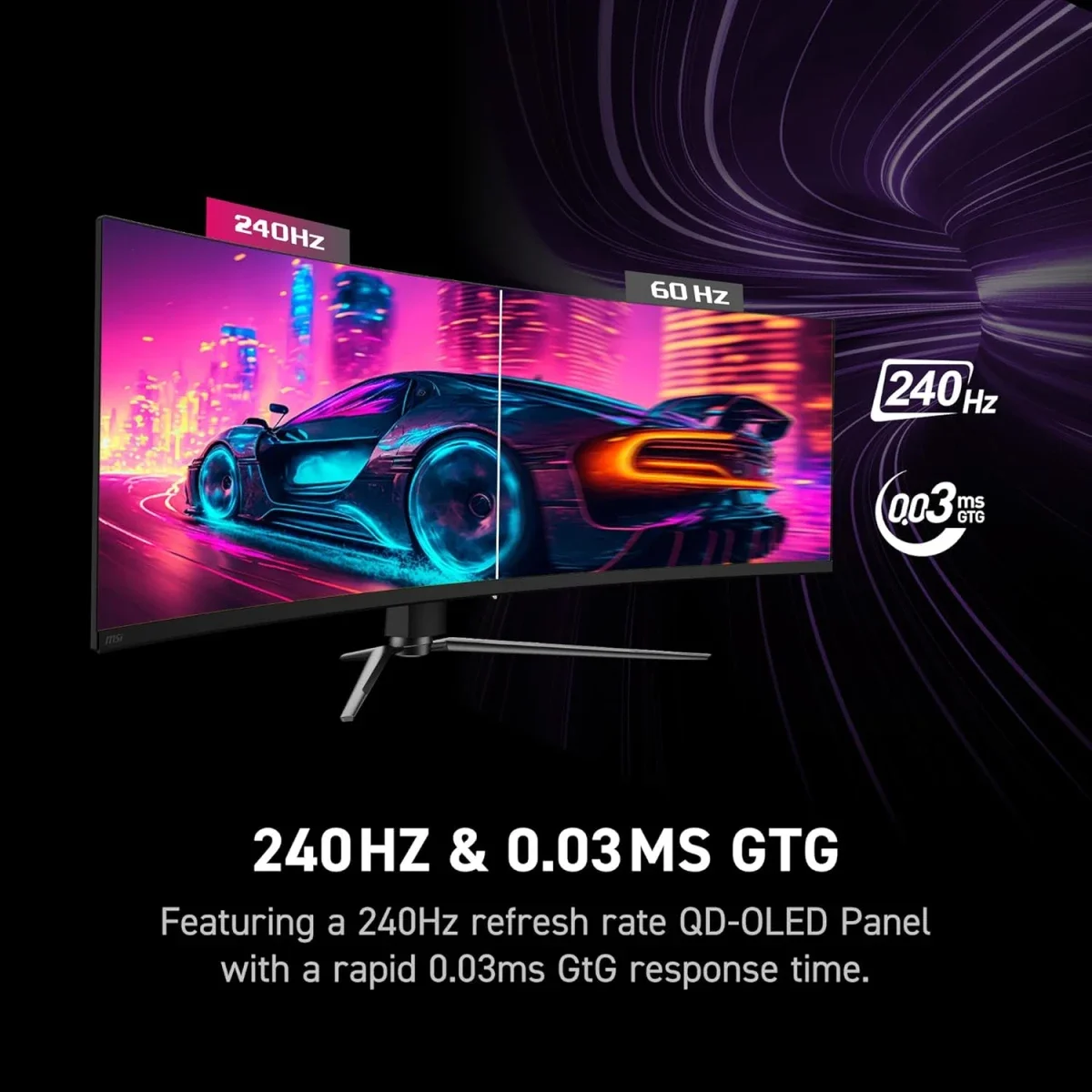 MSI MPG 491CQPX 49-Inch Curved QD-OLED DQHD Gaming Monitor, 240Hz, 0.03ms - Image 3