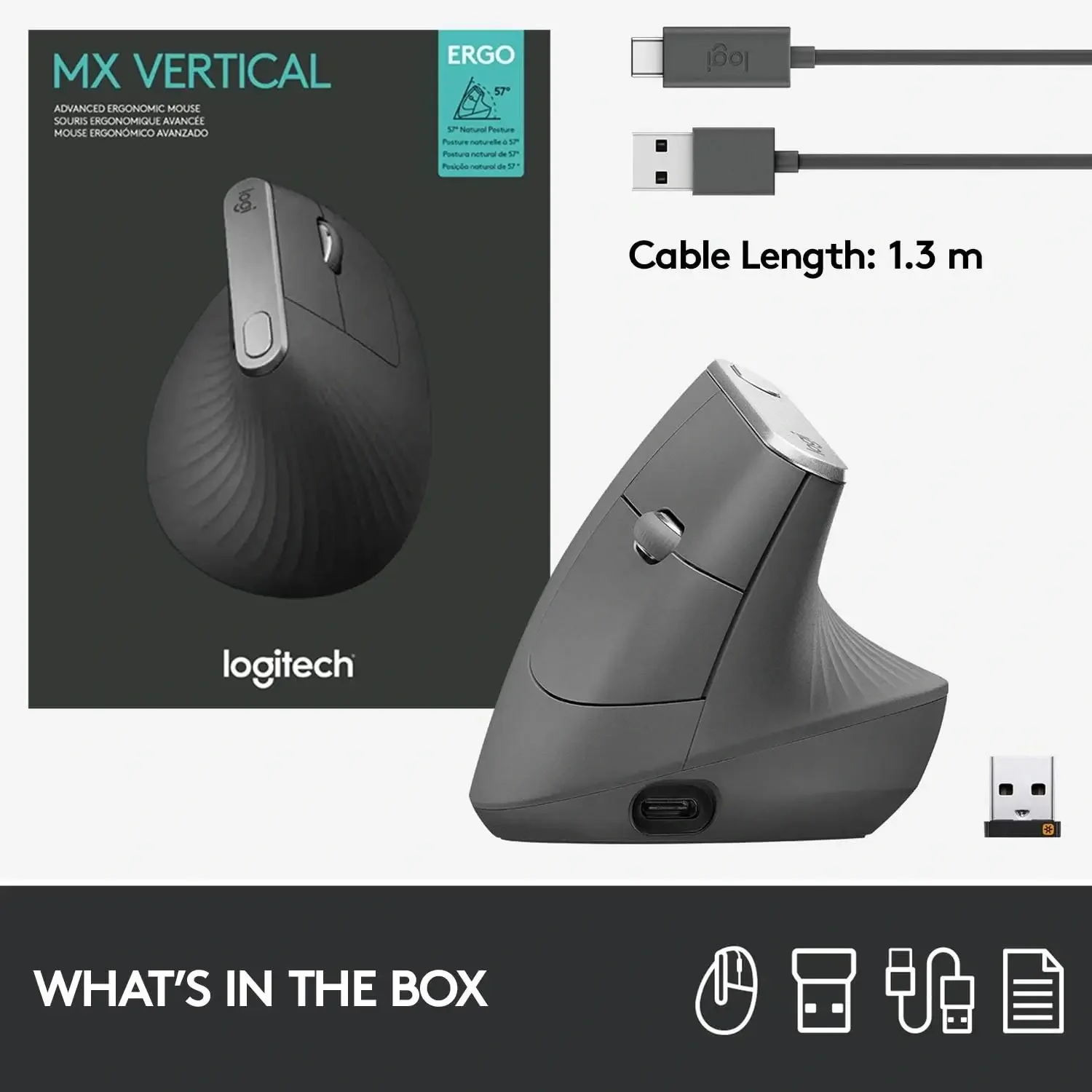 Logitech MX Vertical Advanced Ergonomic Wireless Mouse - Image 5