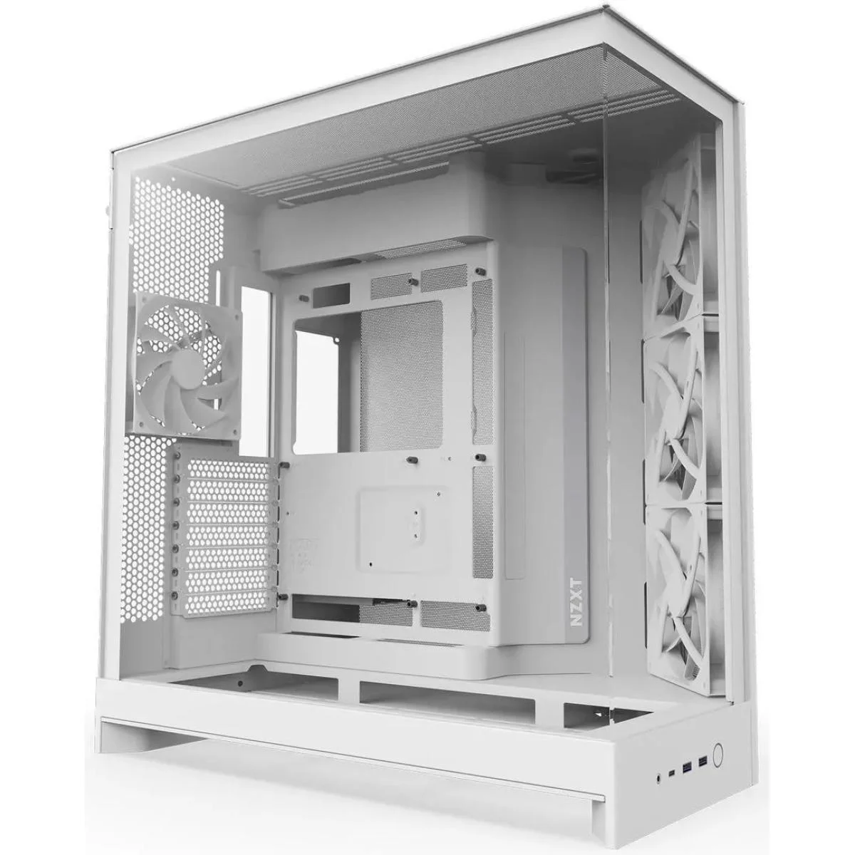 كيس ألعاب NZXT H9 Flow (2025) ميد تاور أبيض بانورامي بحجرتين مع 3 مراوح F140Q ومروحة F120Q - Thumbnail 2