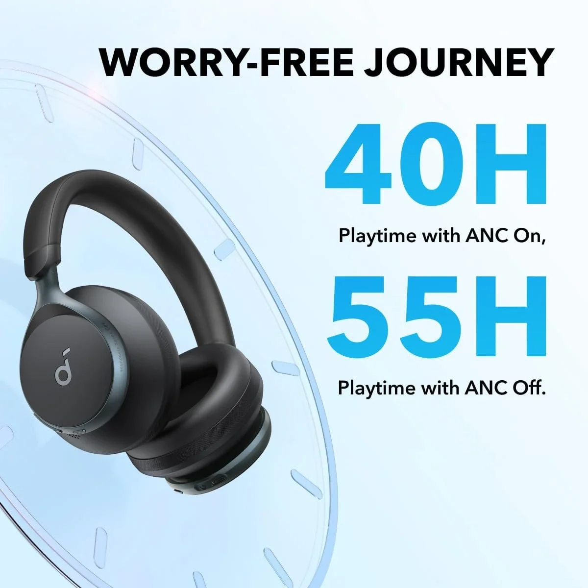 Anker Soundcore Space One ANC Wireless Headphones, LDAC, Bluetooth 5.3, Black - Thumbnail 5