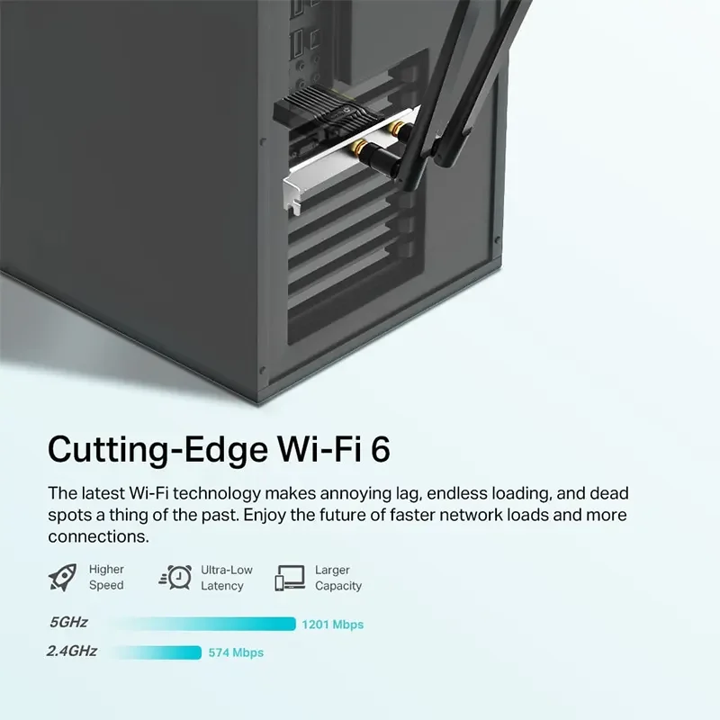 كرت شبكة TP-LINK Archer TX20E AX1800 للكمبيوتر Wi-Fi 6 وبلوتوث 5.2 PCIe بسرعة حتى 1201 Mbps على 5 GHz - Image 2
