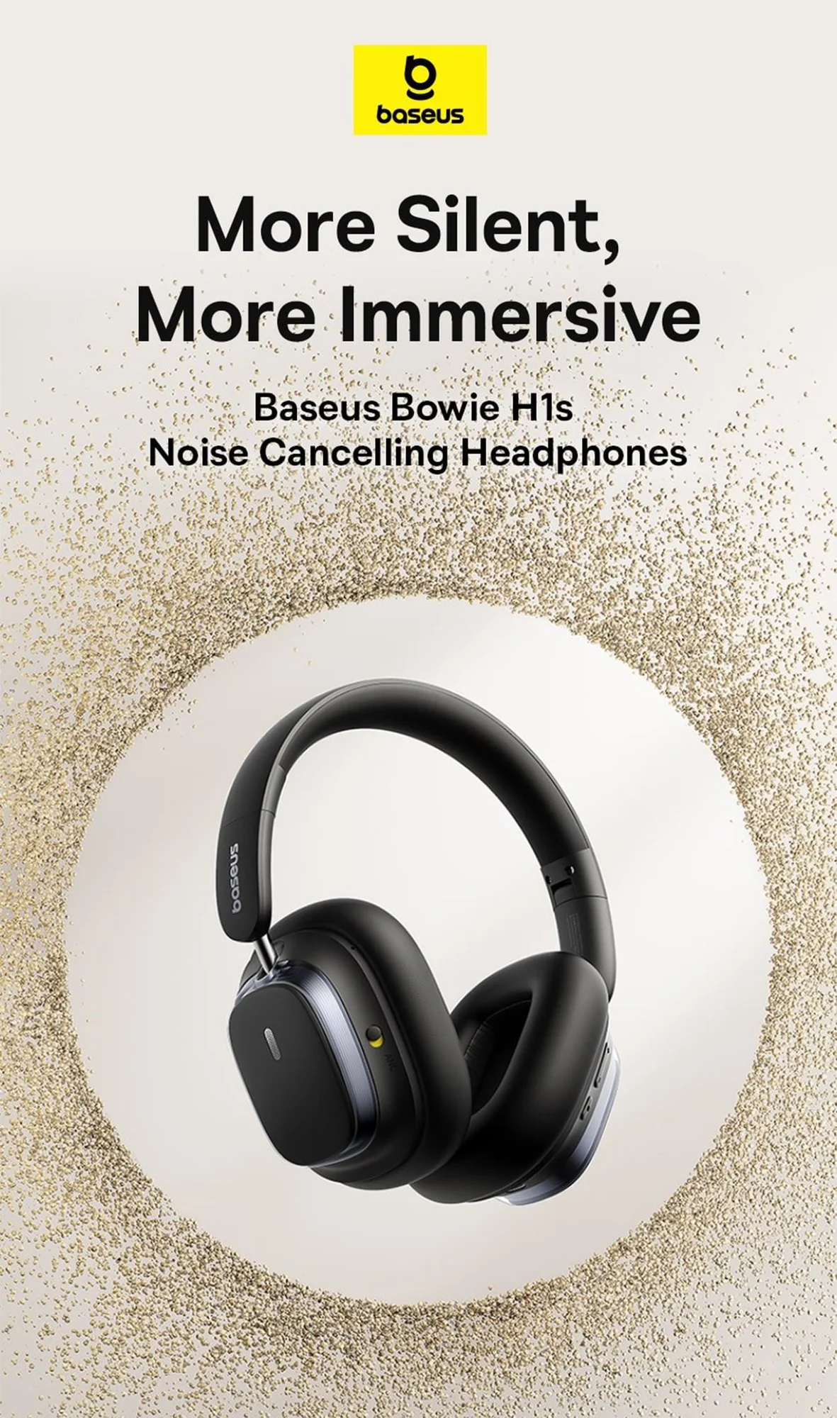 Baseus Bowie H1s Wireless Over-Ear Headphones with ANC, Bluetooth 5.4, 100H Battery - White - Thumbnail 8