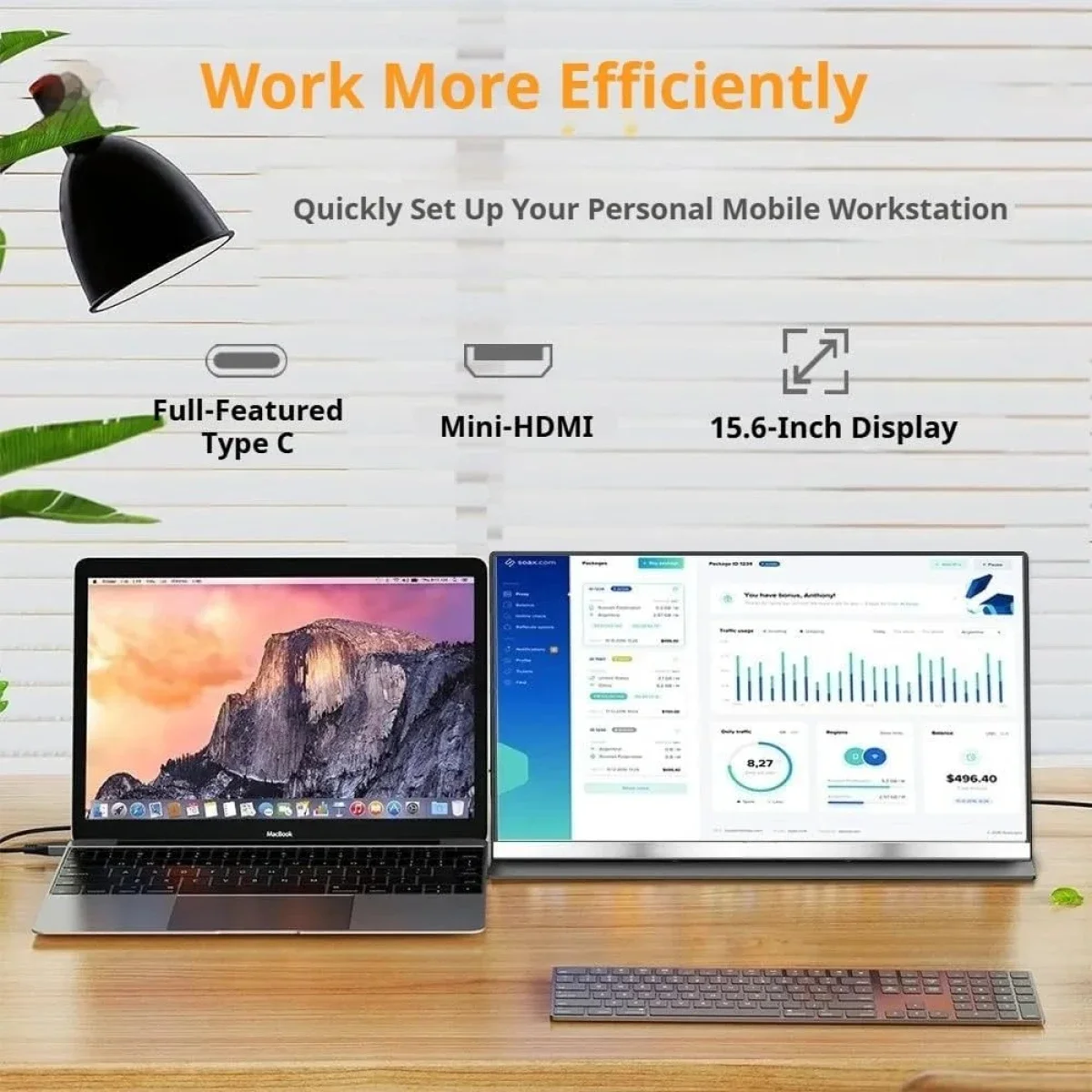 شاشة محمولة V2COM P4 مقاس 15.6 إنش IPS Full HD مع HDMI وUSB-C - Thumbnail 7