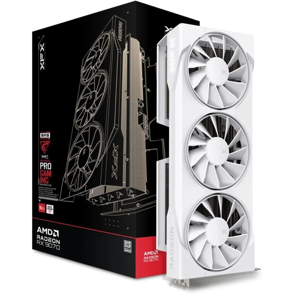 XFX Swift AMD Radeon RX 9070 OC Triple Fan Gaming Edition 16GB GDDR6 White