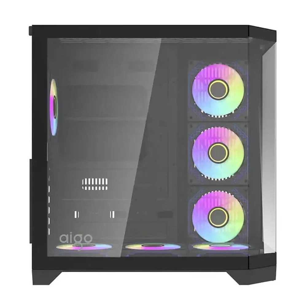 كيس كمبيوتر Aigo FT418 Pro للألعاب ميد تاور ATX مع 7 مراوح ARGB - أسود - Image 7