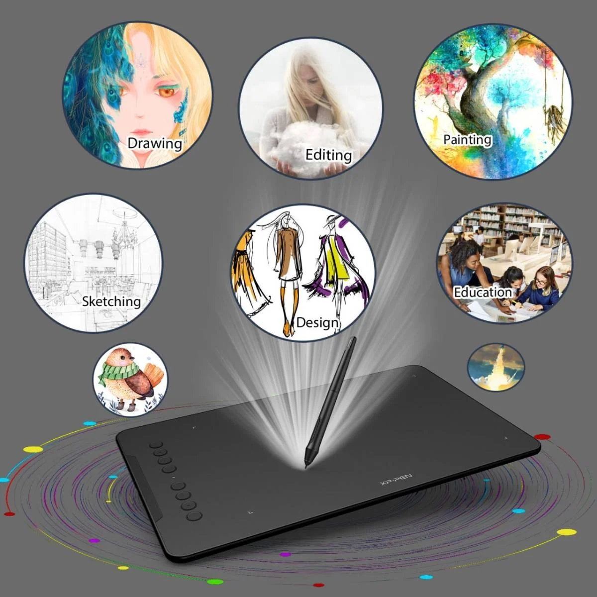 لوح رسم XPPen Deco 01 V3 10x6 إنش مع قلم بدون بطارية و16384 مستوى ضغط و8 أزرار اختصار - Image 2