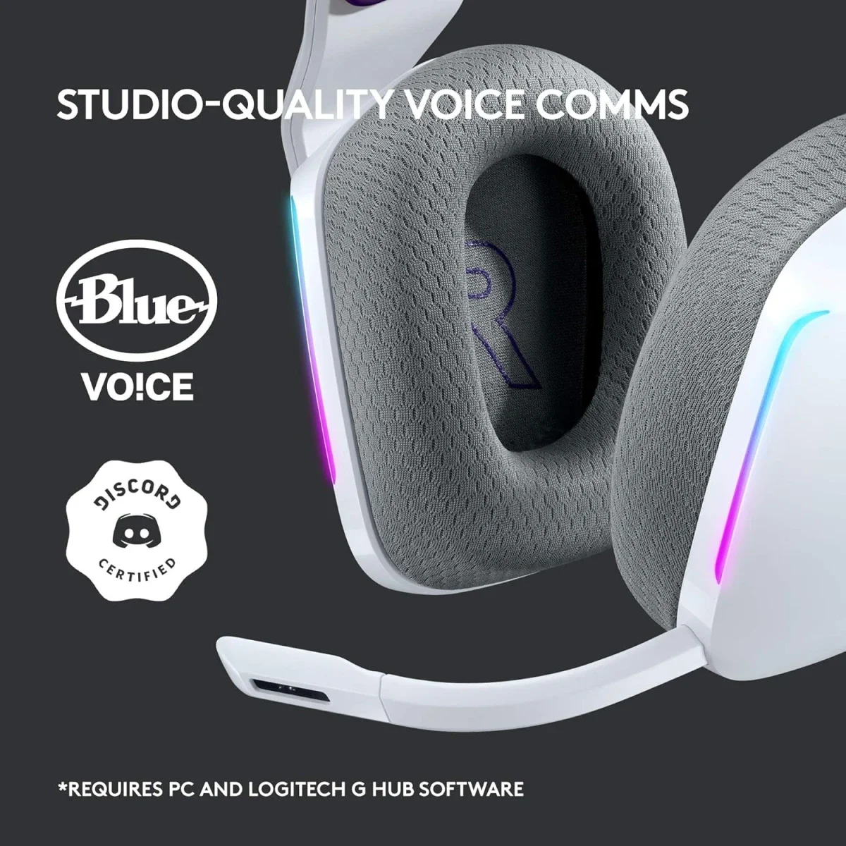 سماعة ألعاب Logitech G733 LIGHTSPEED لاسلكية مع إضاءة LIGHTSYNC RGB، أبيض - Thumbnail 7