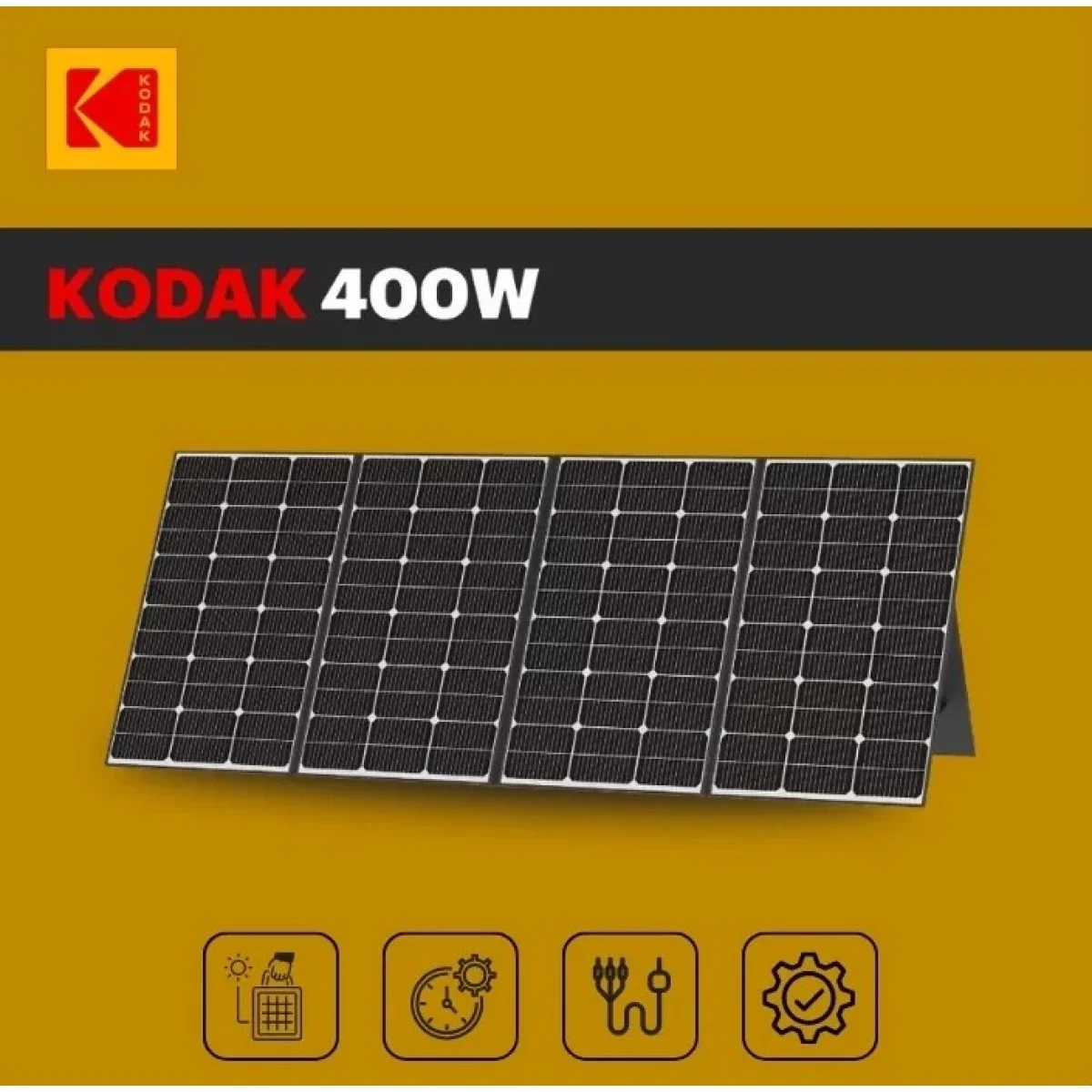 لوح طاقة شمسية محمول Kodak بقدرة 400 واط ومعدل تحويل 23%