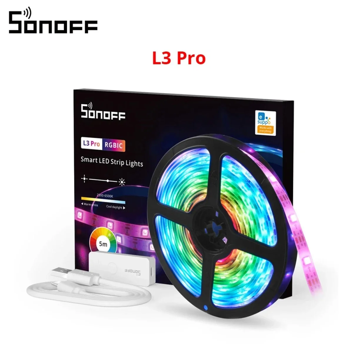 شريط إضاءة LED ذكي SONOFF L3 Pro واي فاي RGBIC مع مزامنة الموسيقى - Thumbnail 6