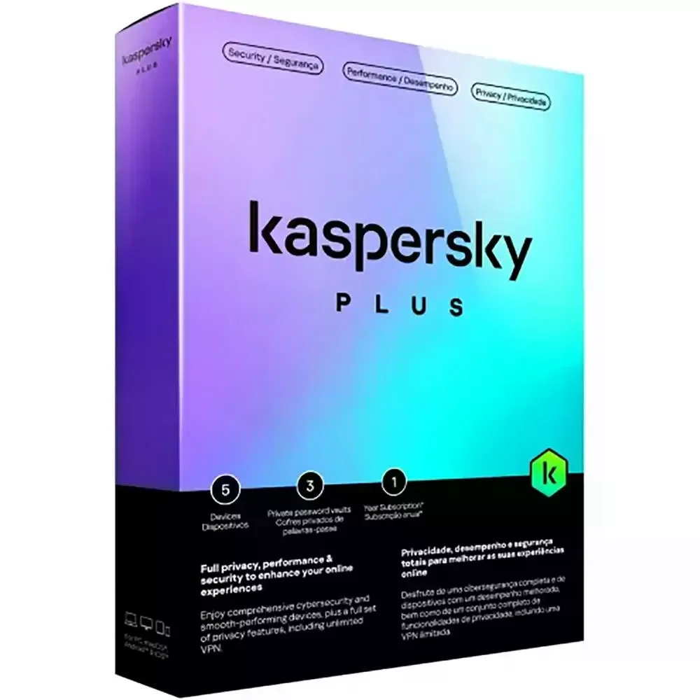 برنامج حماية الإنترنت Kaspersky Plus الخطة المتقدمة لـ5 أجهزة لمدة سنة