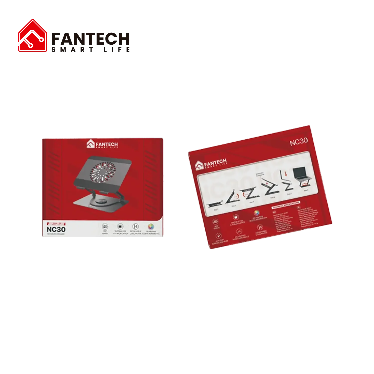 قاعدة تبريد لابتوب Fantech NC30 RGB مغناطيسية مع مروحة 155 مم - Image 6