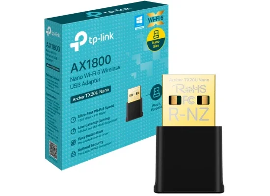 محول واي فاي TP-LINK AX1800 USB 6 مزدوج النطاق Archer TX20U Nano - Thumbnail 8