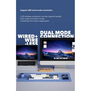 كيبورد DarkFlash GD108 ميكانيكي Starry Blue، 108 مفاتيح، سويتشات صفراء، لاسلكي 2.4GHz وسلكي - Image 10
