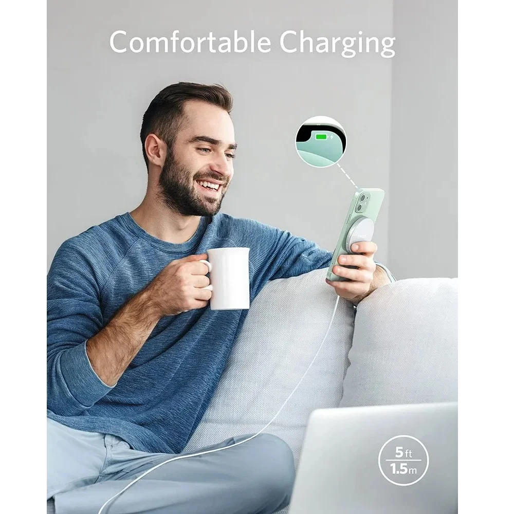 Anker PowerWave Select+ 7.5W Magnetic Charging Pad, Silver, A2566H41, US Model (No Warranty) - Image 4