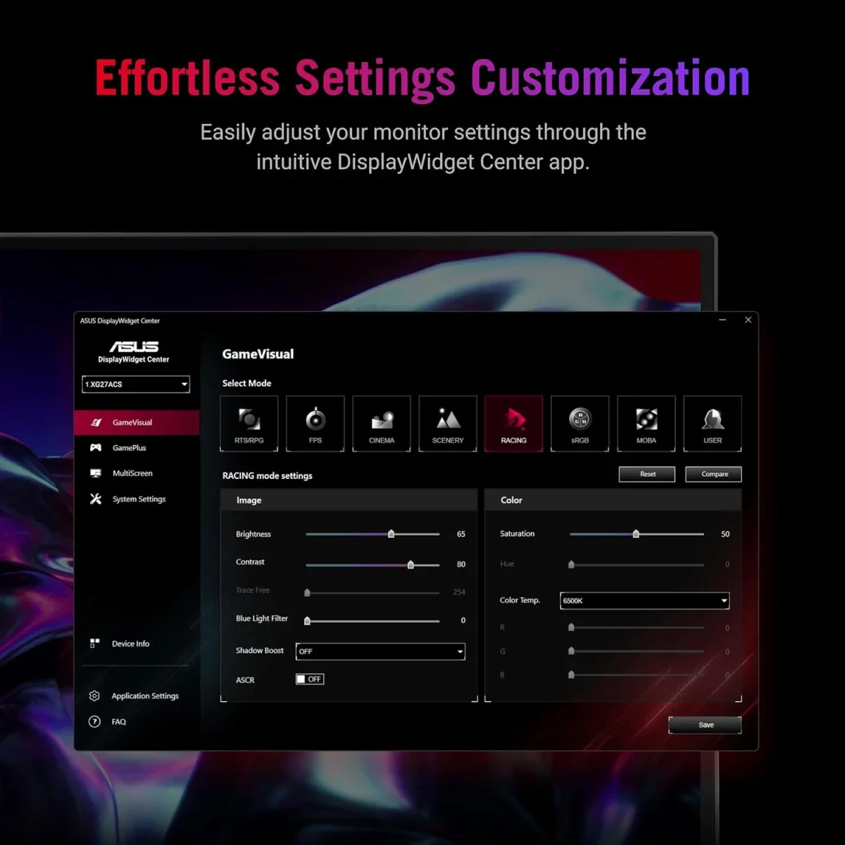 شاشة ألعاب Asus ROG Strix XG27ACS 27 إنش QHD Fast IPS بتردد 180 هرتز واستجابة 1 مللي ثانية، أبيض - Image 4