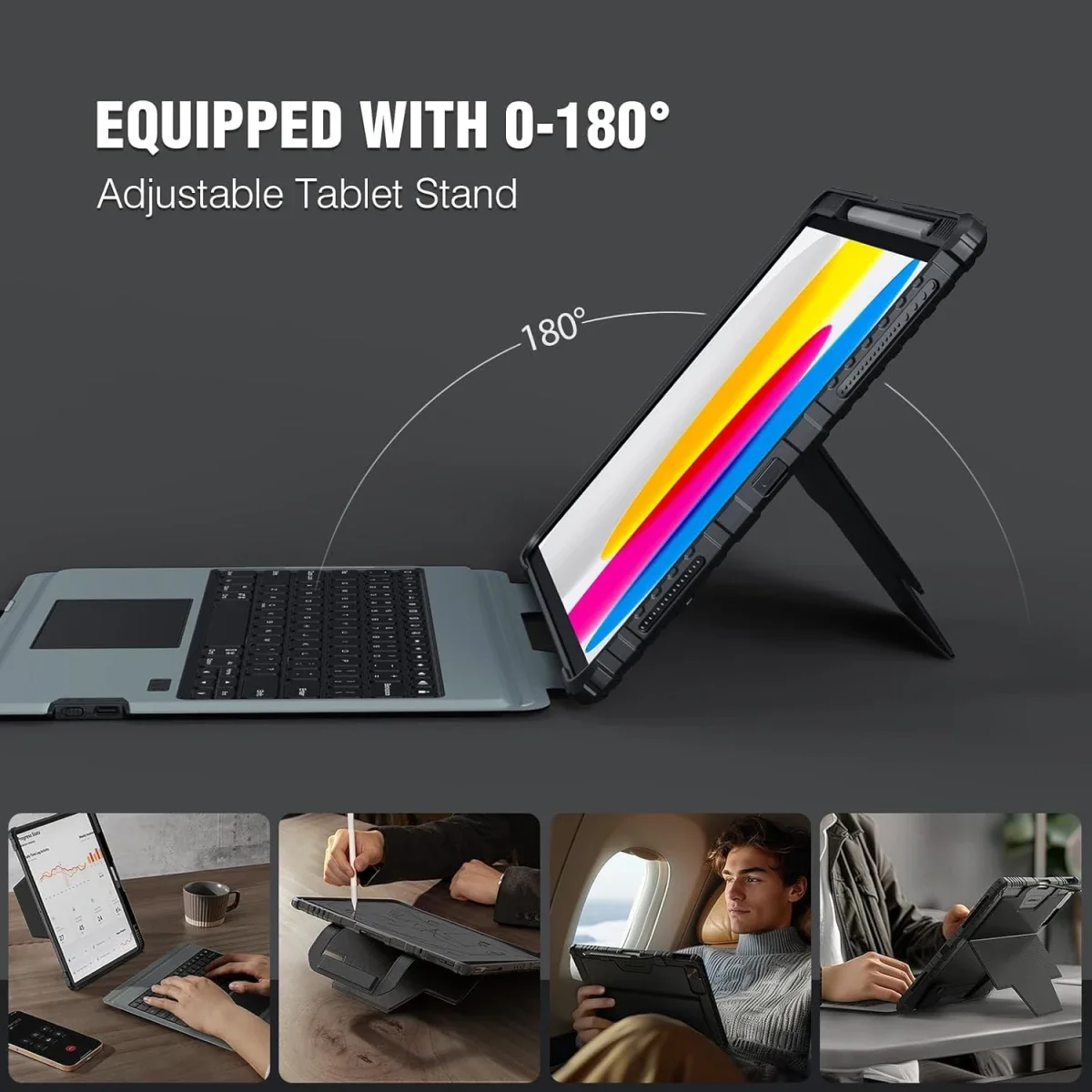 غطاء لوحة مفاتيح Nillkin لجهاز iPad الجيل العاشر وiPad A16 الجيل الحادي عشر مع لوحة تتبع، أسود - Image 2