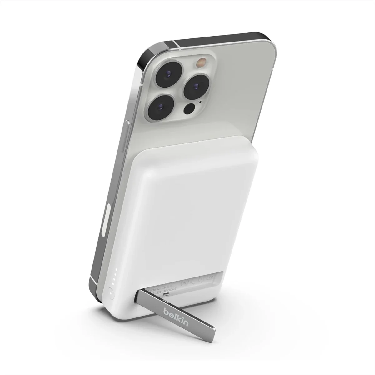 باور بانك لاسلكي Belkin BoostCharge بسعة 5000mAh وشحن MagSafe بقدرة 7.5W مع حامل منبثق - أبيض - Thumbnail 4