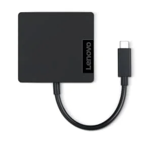 موزع سفر USB-C 4 في 1 من Lenovo مع HDMI وVGA وUSB 3.0 وRJ45 جيجابت إيثرنت - أسود - Image 6
