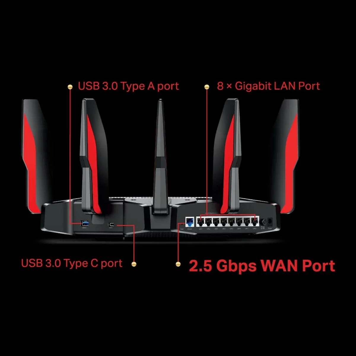 راوتر ألعاب TP-LINK Archer AX11000 ثلاثي النطاق Wi-Fi 6 بسرعة 10 Gbps - Thumbnail 3