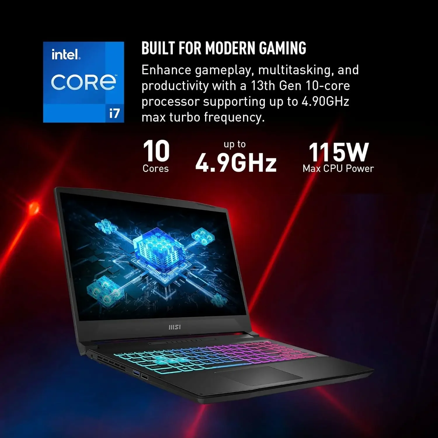 لابتوب ألعاب MSI Katana 15 HX B14WGK بمعالج Intel Core i7-14650HX وكرت RTX 5070 8GB وشاشة 15.6 إنش QHD 165Hz - Image 5
