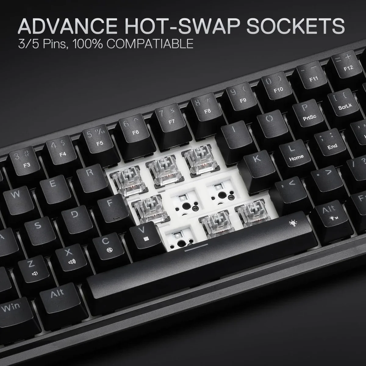 Redragon K709 NOVA 65% Wired RGB Mechanical Gaming Keyboard, 68 Keys, Black - Thumbnail 6