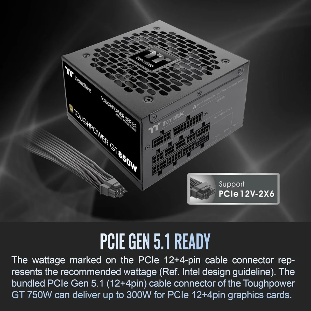 Thermaltake Toughpower GT 850W ATX 3.1 80 PLUS Gold Fully Modular Power Supply Black - Thumbnail 5