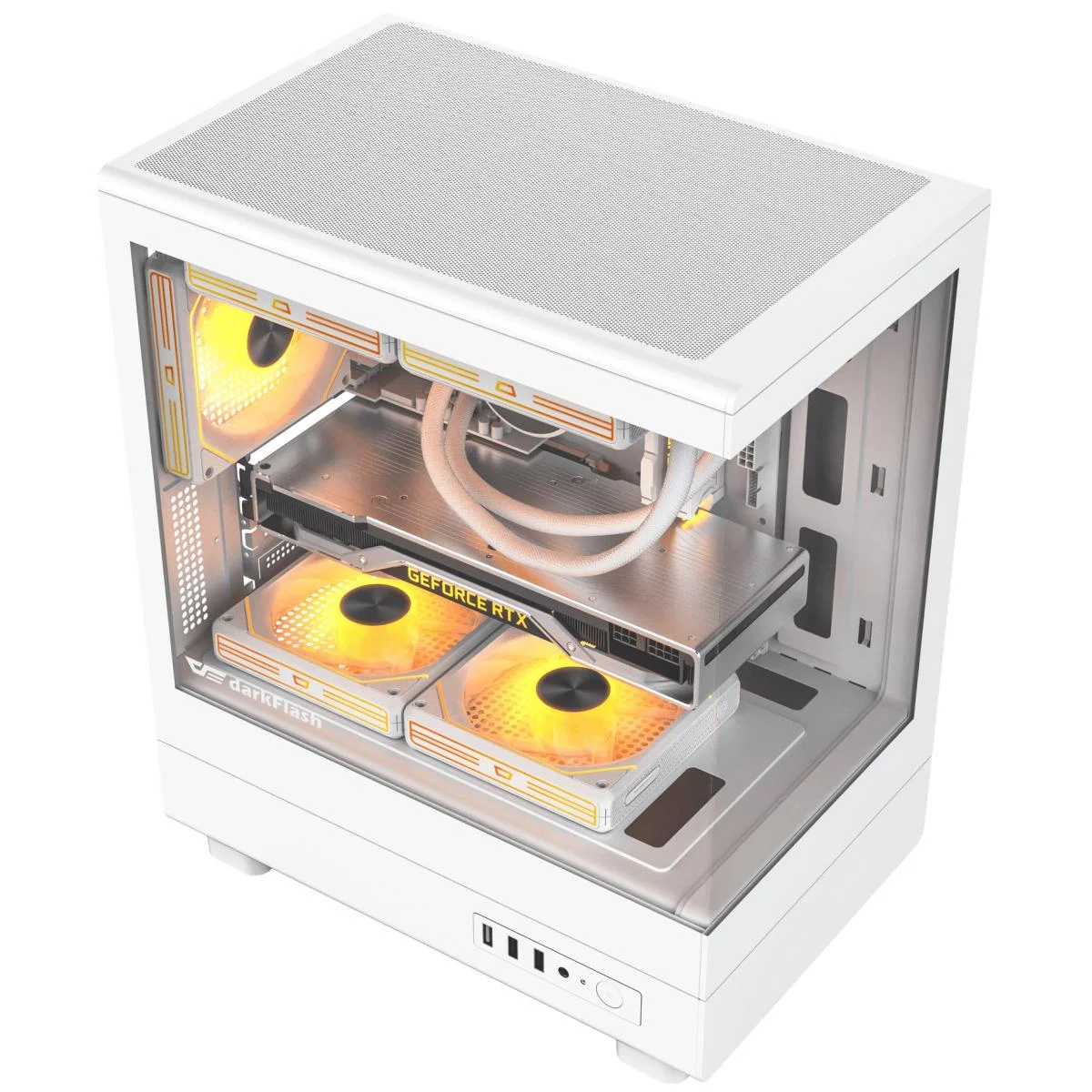 DarkFlash DB330M Micro-ATX Mid-Tower ARGB Gaming Case with 3 Fans - White - Thumbnail 2