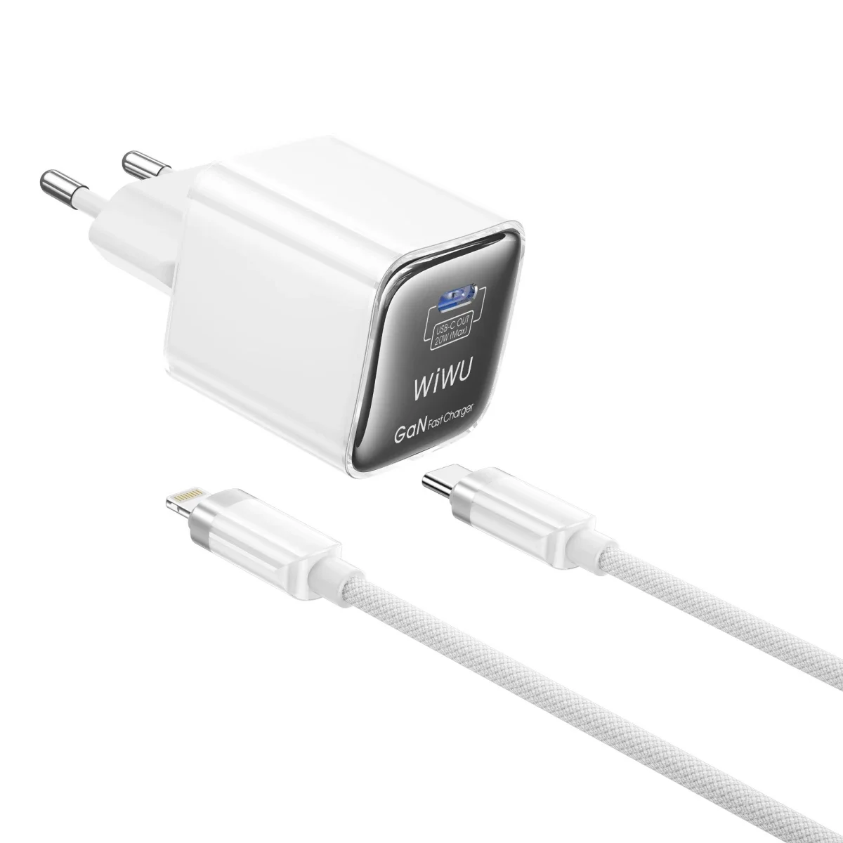 WIWU Jello Wi-U030 20W GaN USB-C Wall Charger with Type-C Cable - White - Image 5