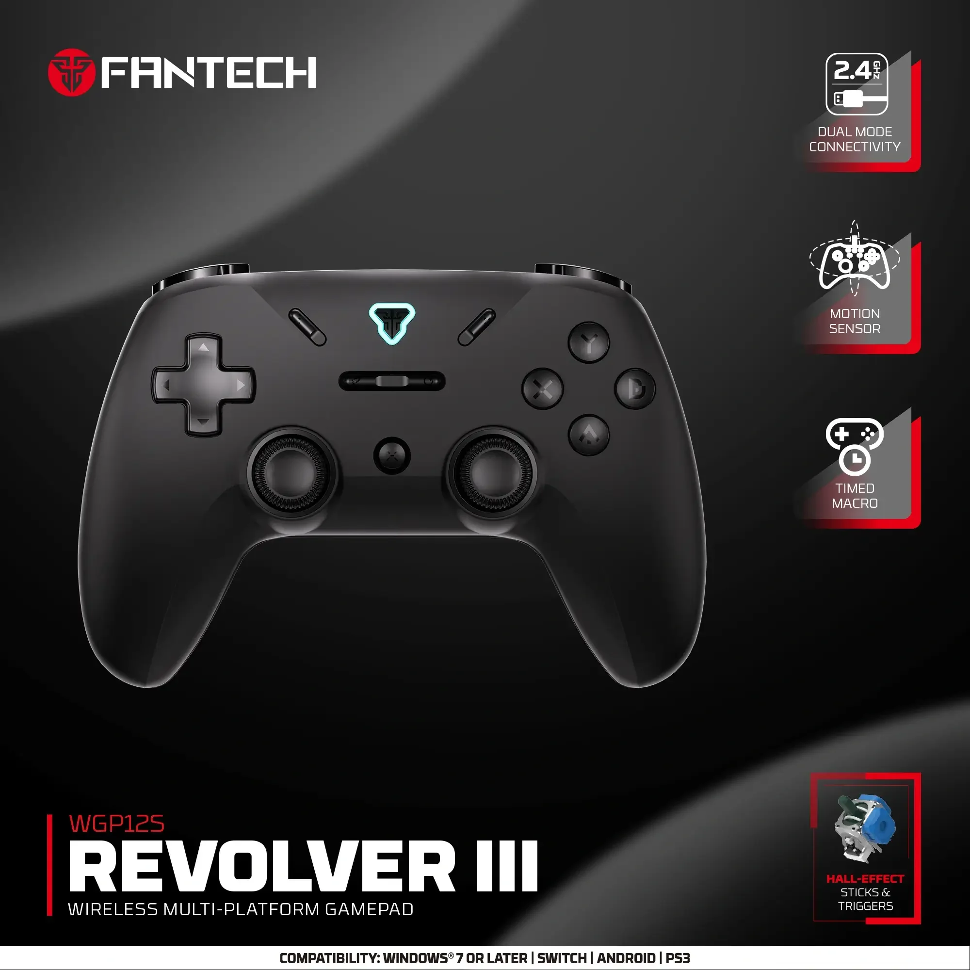 Fantech WGP12S Revolver III Wireless Multi-Platform Gamepad - Black - Image 3