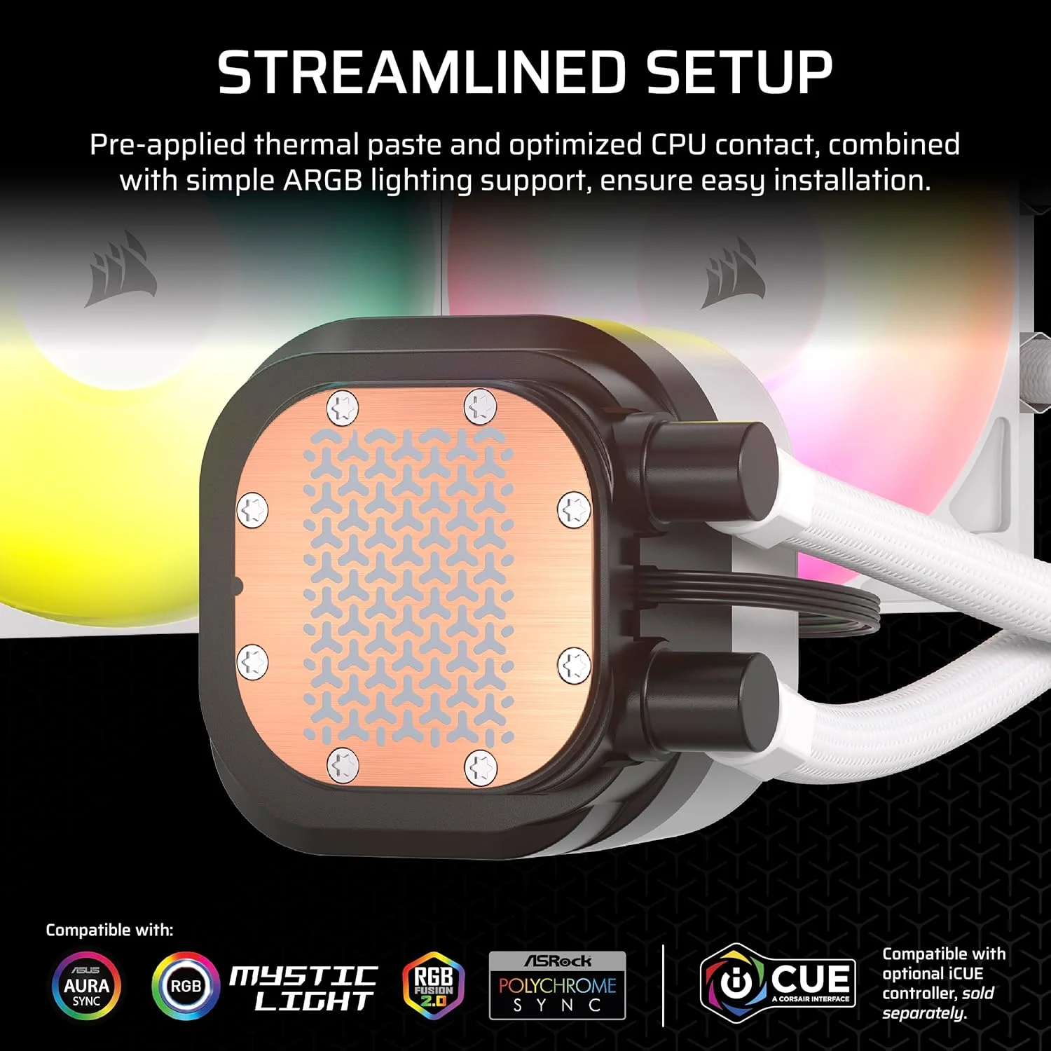 مبرد معالج سائل Corsair Nautilus 240 RS ARGB مقاس 240 مم أبيض CW-9060094-WW - Image 7