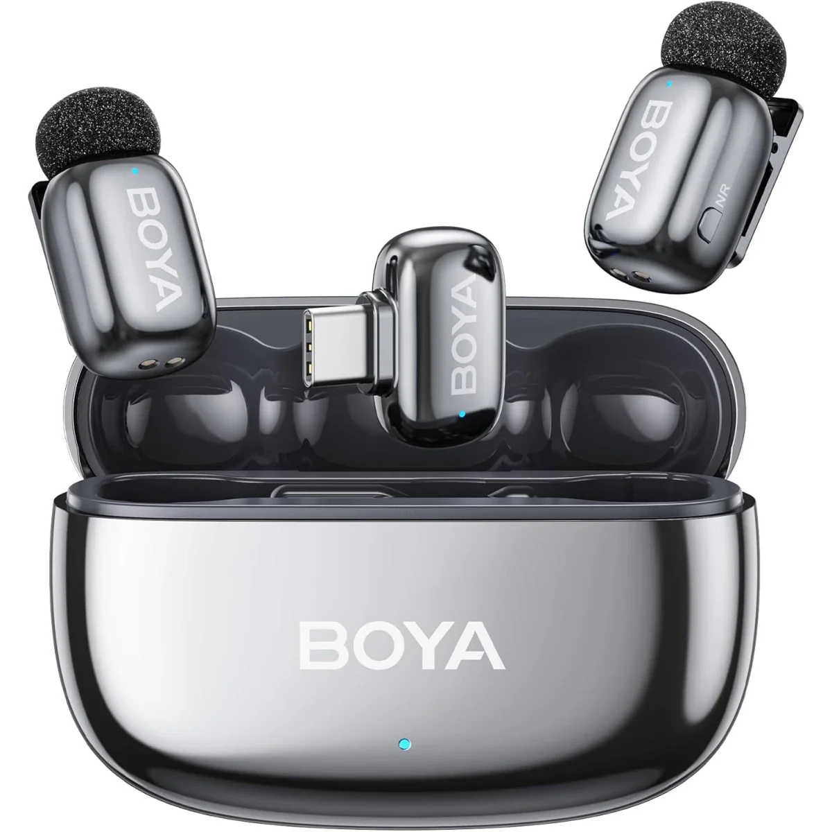 Boya mini 2-02 Type-C Wireless Lavalier Microphones for iPhone 15/16/17 & Android, Silver