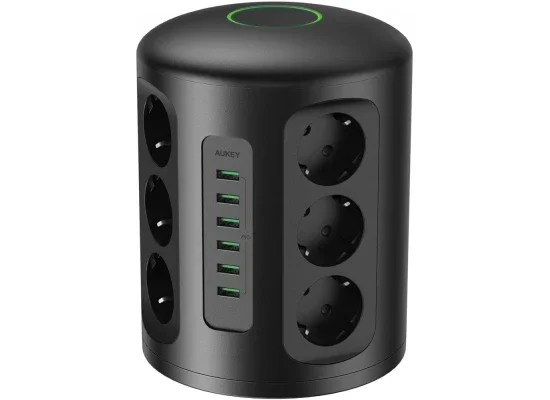 مشترك كهرباء برجي AUKEY PA-S14 PowerHub XL مع 12 مخرج كهرباء و6 منافذ USB-A