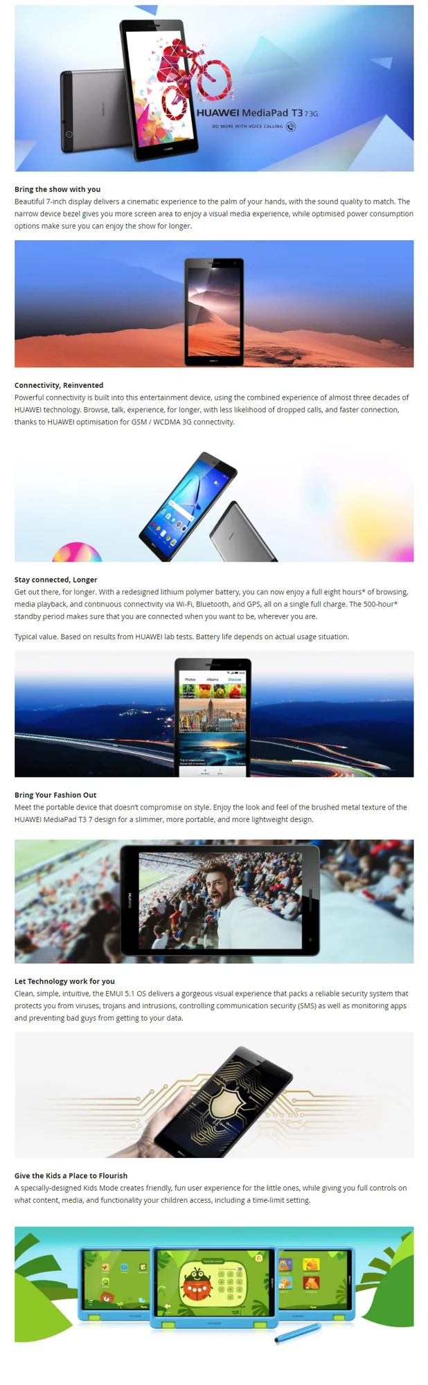 جهاز لوحي HUAWEI MediaPad T3 7 3G SIM 7 إنش - رمادي - Thumbnail 2