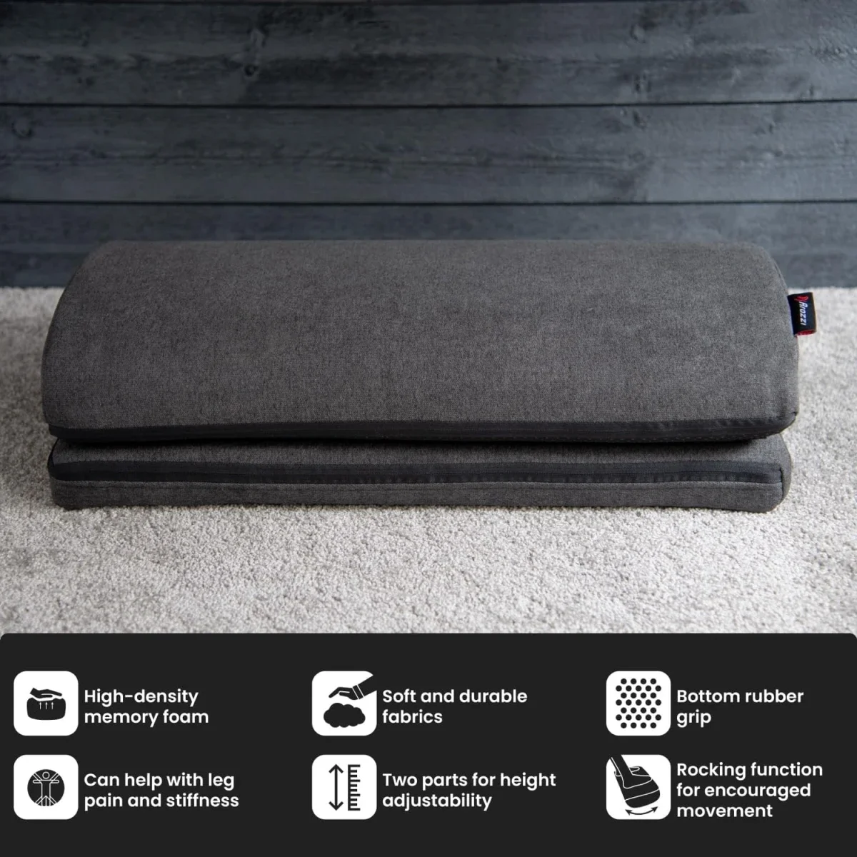 Arozzi Adjustable Memory Foam Under-Desk Footrest - Dark Grey - Image 3