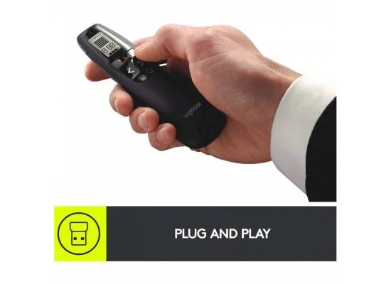 Logitech R700 Wireless Presentation Remote, 2.4 GHz, Red Laser, 30 m Range, LCD Timer, Black - Thumbnail 6