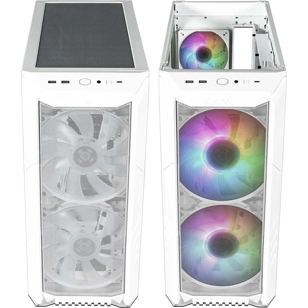 Cooler Master HAF 500 White Edition Mid-Tower PC Case with High Airflow Mesh, ARGB Fans, USB 3.2 Gen 2 Type-C - Thumbnail 5