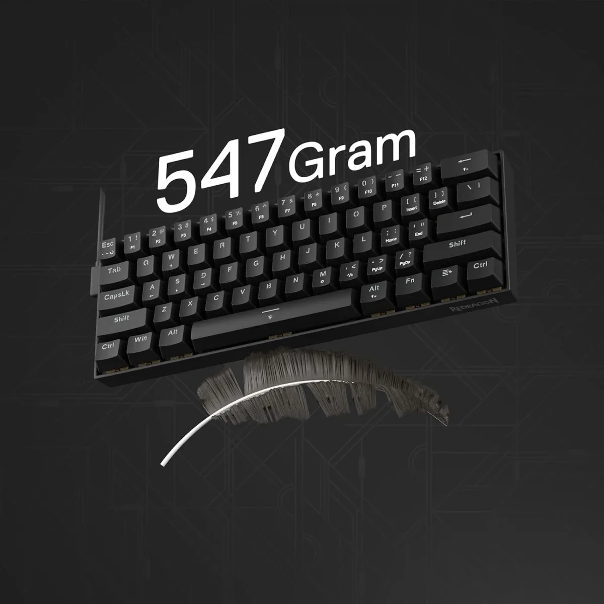 كيبورد ألعاب Redragon K617 HE سلكي 60% بمفاتيح Hall Effect مغناطيسية - أسود Essential - Thumbnail 5