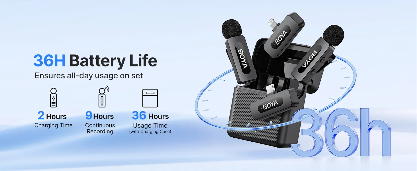 ميكروفون لافالير لاسلكي Boya BY-V3 Combo مع 2TX + 2RX ومدى 100 متر - Image 13