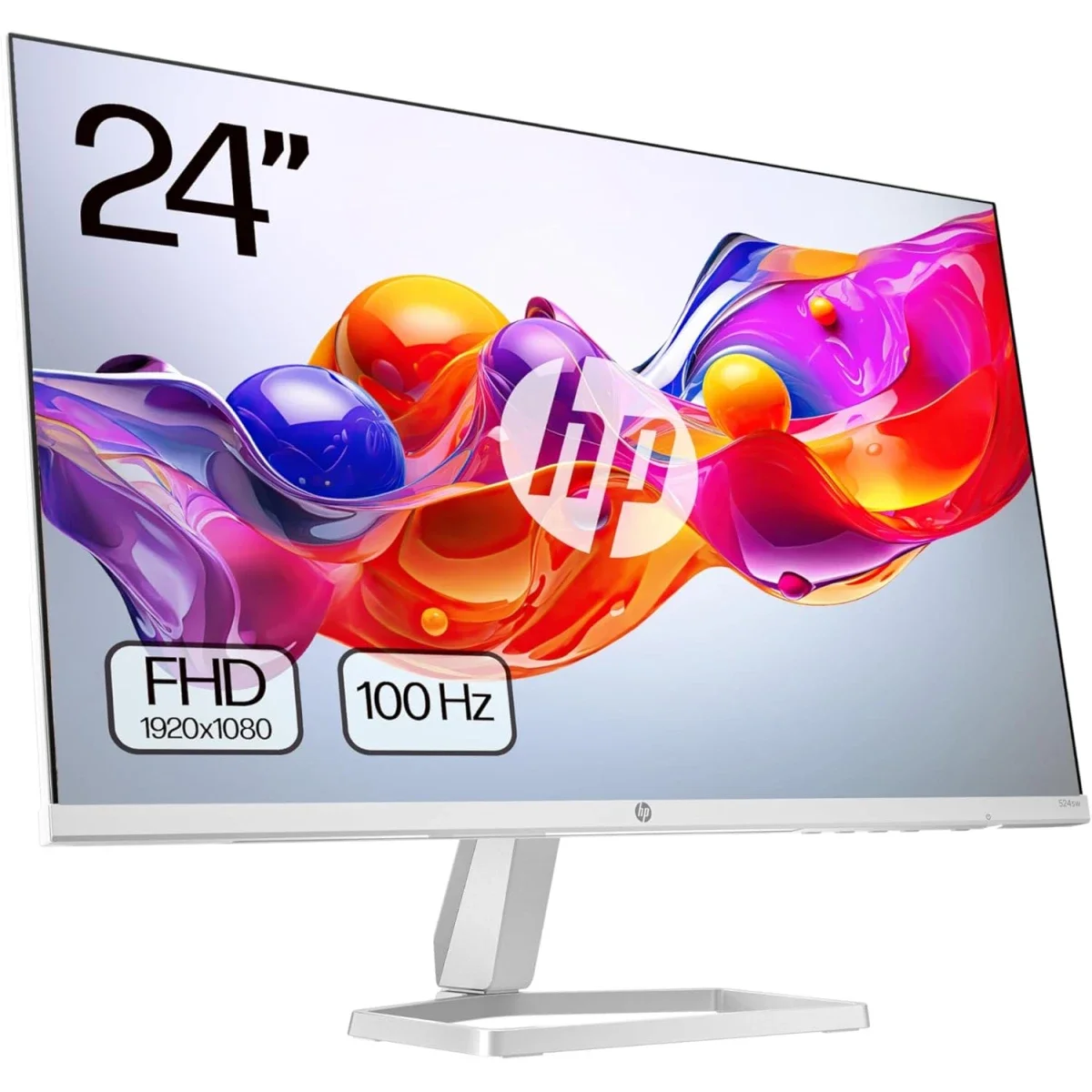 شاشة HP 524sw نحيفة للغاية 24 إنش IPS فل إتش دي 100 هرتز فضية وبيضاء