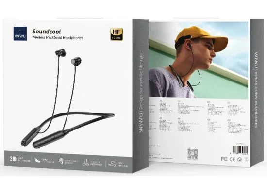 WIWU GB01 Flex Wireless Earphones, Bluetooth 4.2, Hi-Fi Clear Sound, Up to 30 Hours Battery - Black - Image 7