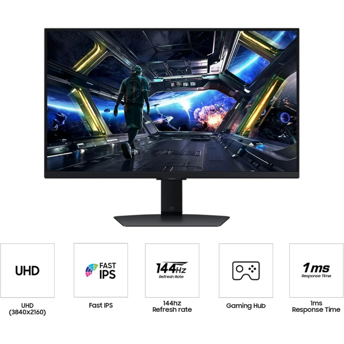 شاشة ألعاب Samsung Odyssey G7 G70D الذكية 27 إنش، 4K UHD IPS، 144 هرتز، 1 مللي ثانية - Thumbnail 2