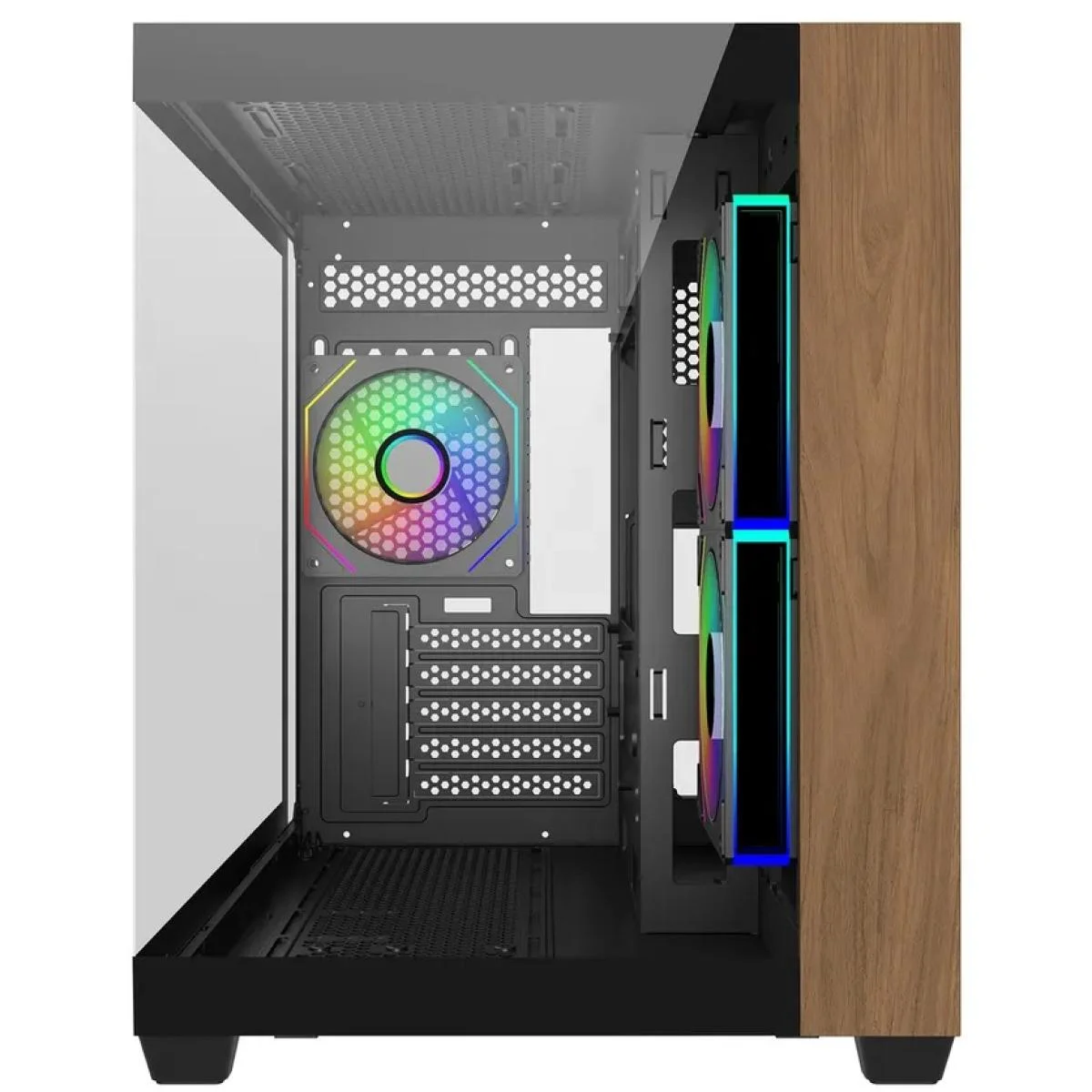 Cooler Master Elite 481 Wood Black Micro-ATX ARGB Mid-Tower Gaming Case with Tempered Glass, Wood and Type-C - Thumbnail 2