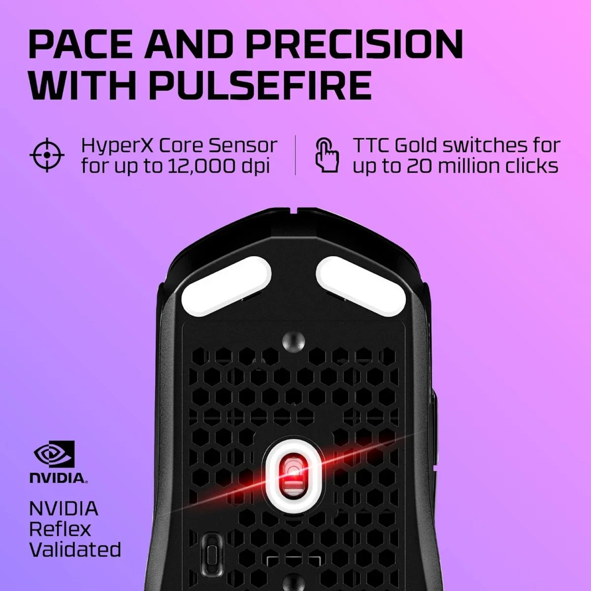 ماوس ألعاب HyperX Pulsefire Haste 2 Core لاسلكي وبلوتوث 59 جم أسود - Thumbnail 4