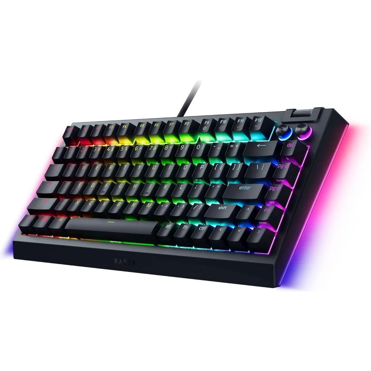 كيبورد ألعاب Razer BlackWidow V4 75% ميكانيكي قابل لتبديل السويتشات مع سويتشات برتقالية لمسية - أسود - Thumbnail 9