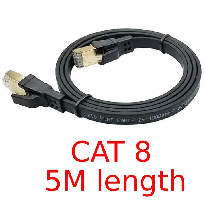كيبل شبكة Patchtek CAT 8 مسطح 5 متر – 40Gbps، 2000MHz، SFTP