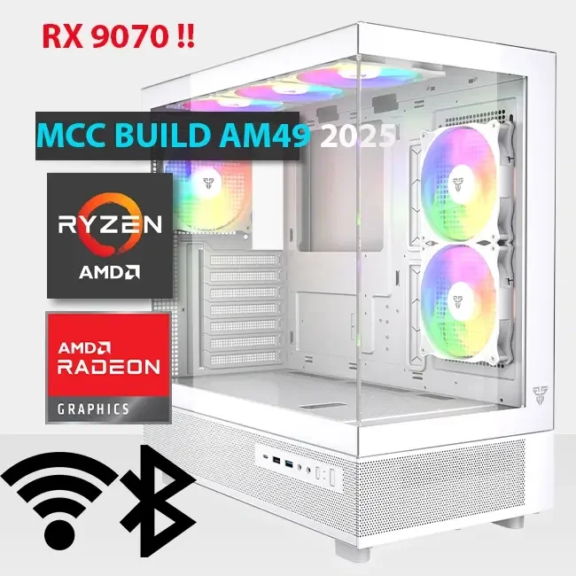 كمبيوتر ألعاب AMD MCC AM49-25 MIDAS بمعالج Ryzen 9 9950X وكرت Radeon RX 9070 16GB