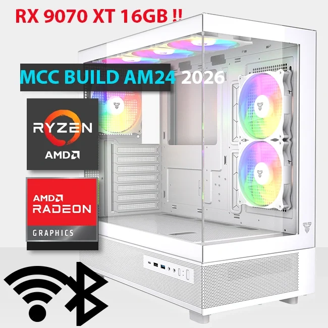 تجميعة ألعاب AMD AM24-26 MIDAS بمعالج Ryzen 5 9600X وكرت Radeon RX 9060 XT 16GB ورام 32GB وSSD 1TB