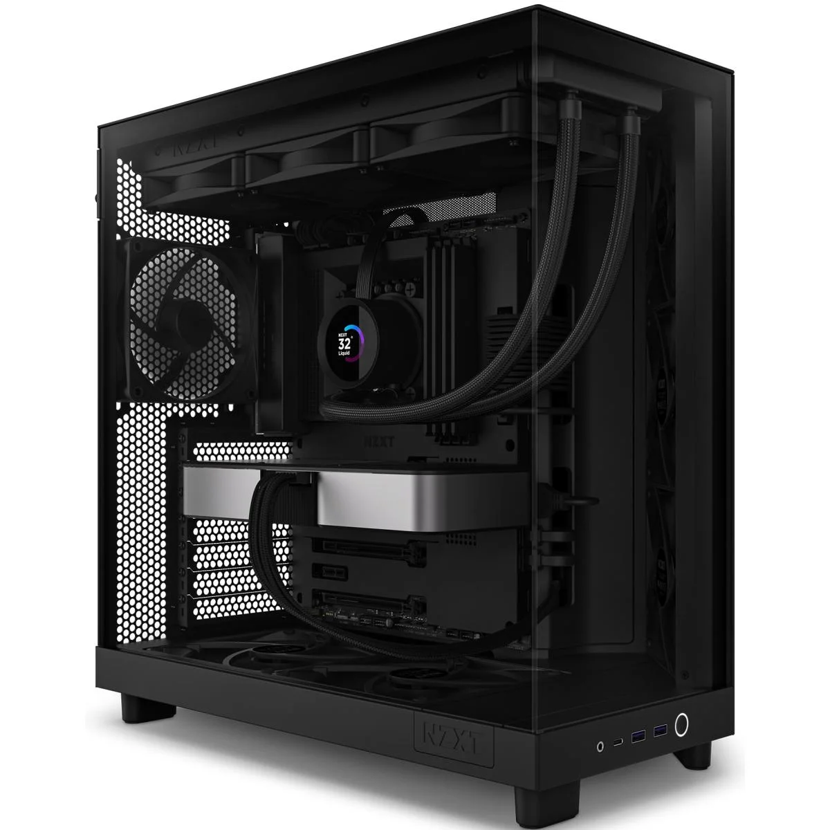 كيس ألعاب NZXT H6 Flow أسود ميد تاور بتصميم ثنائي الحجرات مع 3 مراوح F120Q - Thumbnail 2